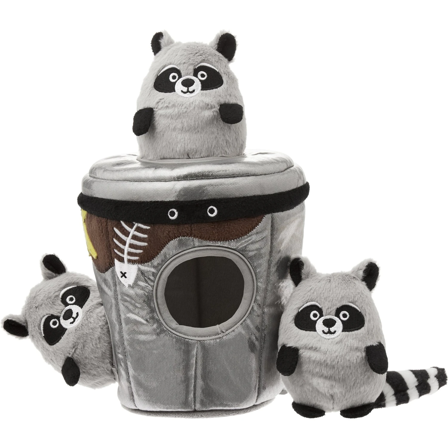 Frisco Trash Can & Raccoons Hide & Seek Puzzle Plush Squeaky Dog Toy 3 Frisco Trash Can & Raccoons Hide & Seek Puzzle Plush Squeaky Dog Toy