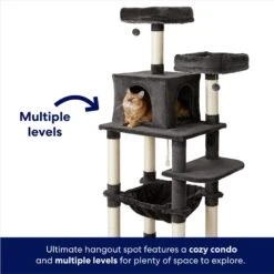 Frisco 64-in Cat Tree With Hammock, Condo, 2 Top Perches With Bed 9 Frisco 64-in Cat Tree With Hammock, Condo, 2 Top Perches With Bed -Optimal Pet Shop 214387 PT2. AC SS1800 V1667227605