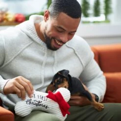 Frisco Holiday My First Christmas Bone Plush Squeaky Dog Toy -Optimal Pet Shop 233166 PT2. AC SS1800 V1601304755