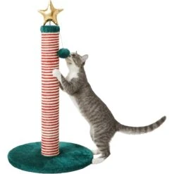 Frisco Holiday 29.5-in Candy Cane Sisal Cat Scratching Post With Toy -Optimal Pet Shop 236565 PT2. AC SS1800 V1601342456