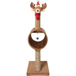 Frisco Holiday 52.3-in Reindeer Cat Scratching Post & Tunnel -Optimal Pet Shop 236569 PT3. AC SS1800 V1601332856