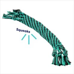 Frisco Flat Teal & Gray Braided Rope Squeaky Fetch Dog Toy -Optimal Pet Shop 242127 PT2. AC SS1800 V1695748438