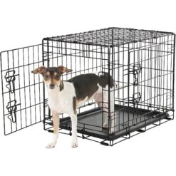 Frisco Fold & Carry Double Door Collapsible Wire Dog Crate & Frisco Gray Basket Weave Dog Crate Mat -Optimal Pet Shop 255477 PT2. AC SS1800 V1604096794