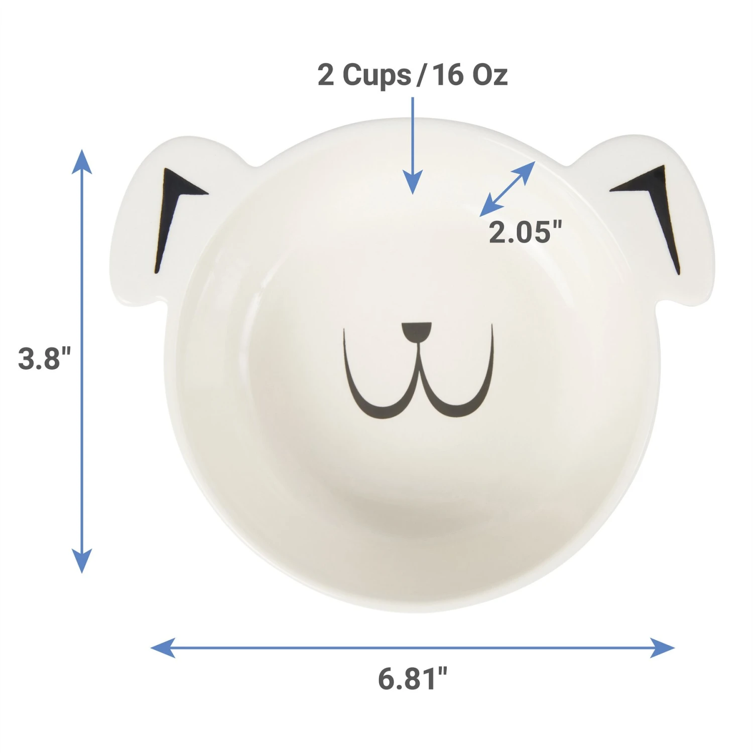 Frisco Dog Face Non-skid Ceramic Cat & Dog Bowl 4 Frisco Dog Face Non-skid Ceramic Cat & Dog Bowl - Image 2