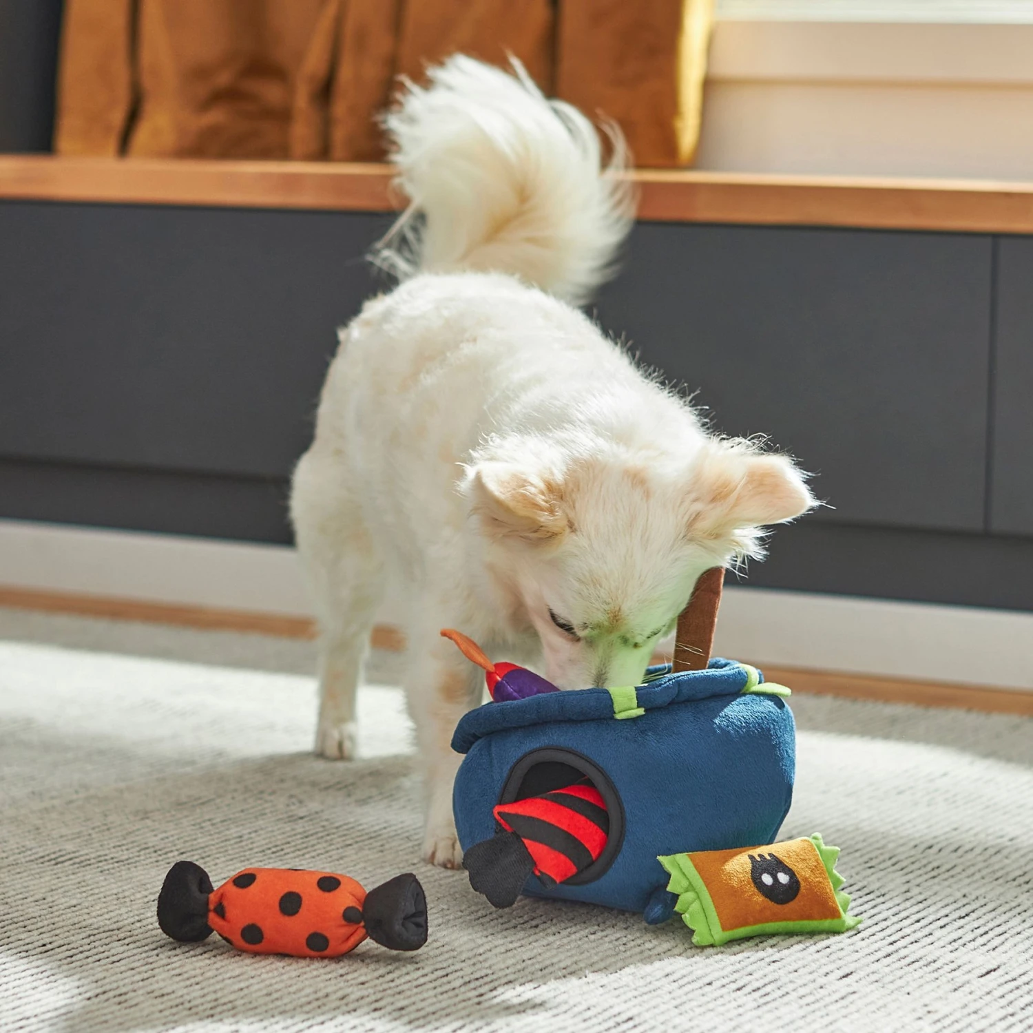 Frisco Halloween Candy Cauldron Hide & Seek Puzzle Plush Squeaky Dog Toy 6 Frisco Halloween Candy Cauldron Hide & Seek Puzzle Plush Squeaky Dog Toy - Image 4