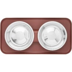 Frisco Silicone Stainless Steel Double Diner Dog & Cat Bowl, Brown -Optimal Pet Shop 277551 PT4. AC SS1800 V1627935079