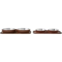 Frisco Silicone Stainless Steel Double Diner Dog & Cat Bowl, Brown -Optimal Pet Shop 277551 PT5. AC SS1800 V1627936139