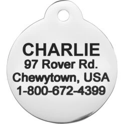 Frisco Chewy Stainless Steel Personalized Dog & Cat ID Tag With Enamel Infill, Round -Optimal Pet Shop 281947 PT4. AC SS1800 V1622726244