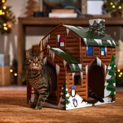 Frisco Holiday Log Cabin Cardboard Cat House -Optimal Pet Shop 287287 PT4. AC SS1800 V1695045245