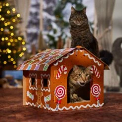 Frisco Holiday Gingerbread House Cardboard Cat House Cat Toy -Optimal Pet Shop 287289 PT4. AC SS1800 V1694813217