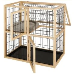 Frisco Collapsible Wood & Wire Cat Cage Playpen, 2 Level -Optimal Pet Shop 323214 PT3. AC SS1800 V1645493866