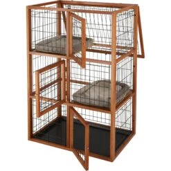 Frisco Collapsible Wood & Wire Cat Cage Playpen, 3 Level -Optimal Pet Shop 323215 PT3. AC SS1800 V1645497221