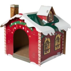 Frisco Holiday Log Cabin Cardboard Cat House & Frisco Holiday Santa's Workshop Cardboard Cat House -Optimal Pet Shop 986198 PT5. AC SS1800 V1698257790