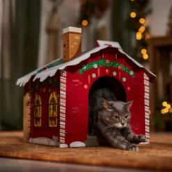 Frisco Holiday Log Cabin Cardboard Cat House & Frisco Holiday Santa's Workshop Cardboard Cat House -Optimal Pet Shop 986198 PT8. AC SS1800 V1698258405